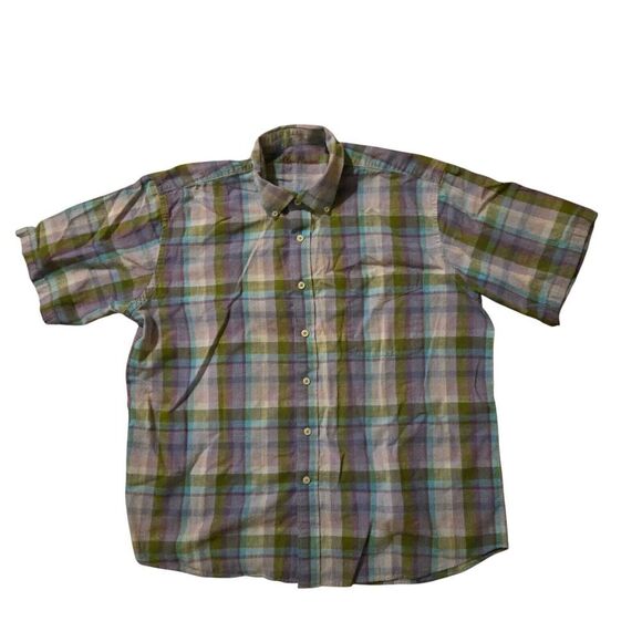 Alan Flusser XL Striped Purple Cotton Button Down Preppy Collegiate - Picture 1 of 6